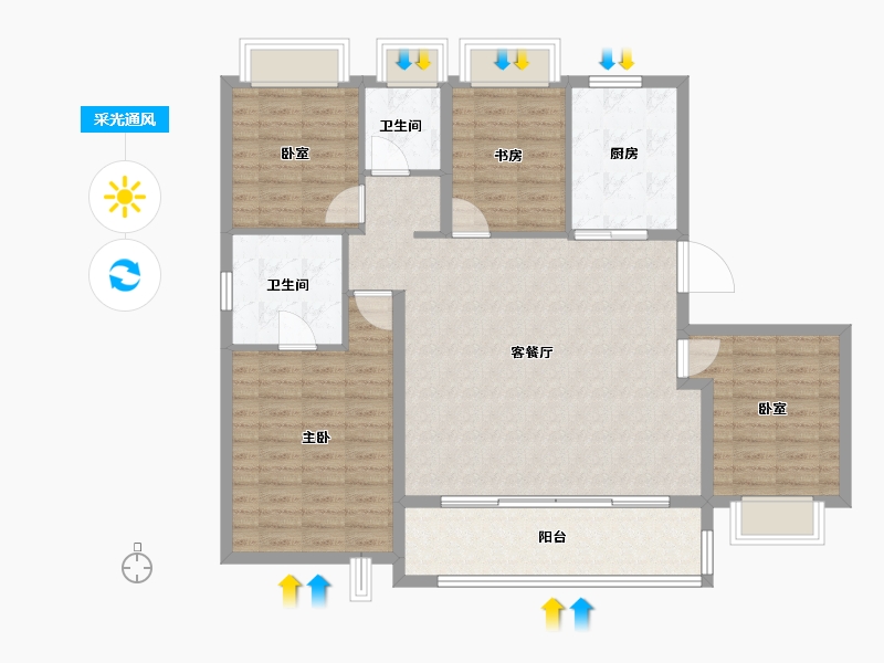 江苏省-南京市-金陵华夏中心-114.40-户型库-采光通风