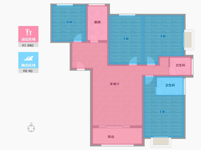 河南省-南阳市-弘都·金帝国际-118.08-户型库-动静分区