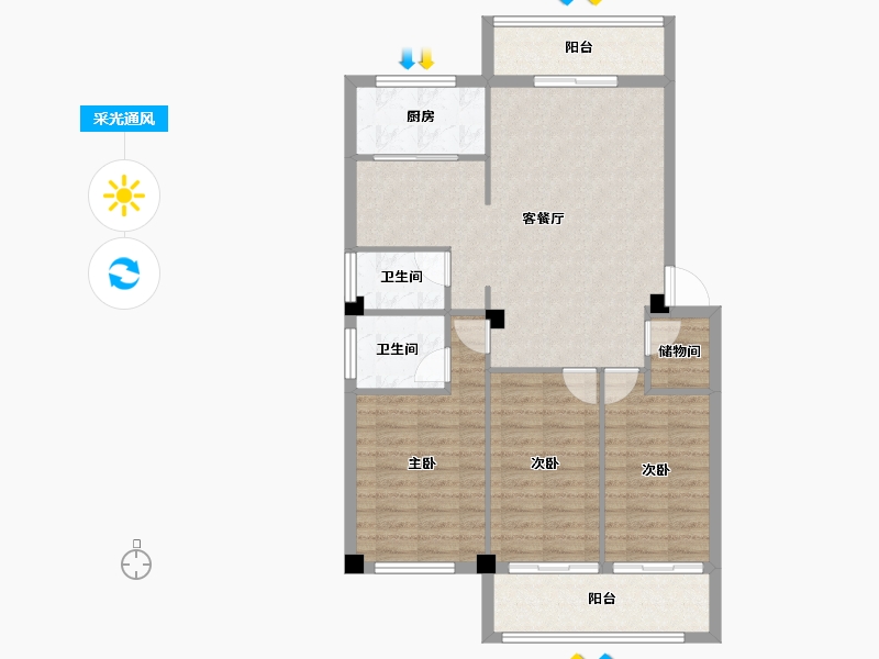 福建省-南平市-武夷山水岸清华-92.95-户型库-采光通风