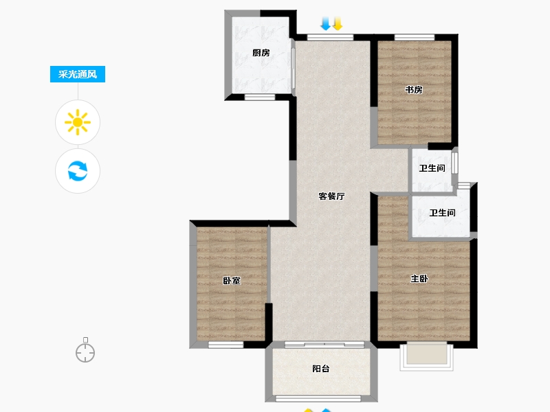 山西省-临汾市-石化小区二期-93.35-户型库-采光通风