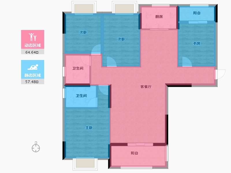 湖南省-衡阳市-御景蓝天-110.02-户型库-动静分区