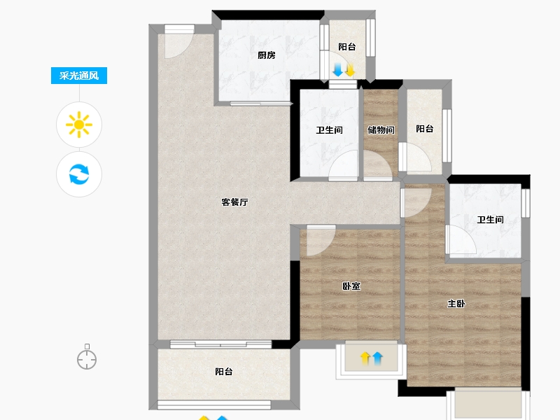 广东省-清远市-奥园誉辜-77.57-户型库-采光通风