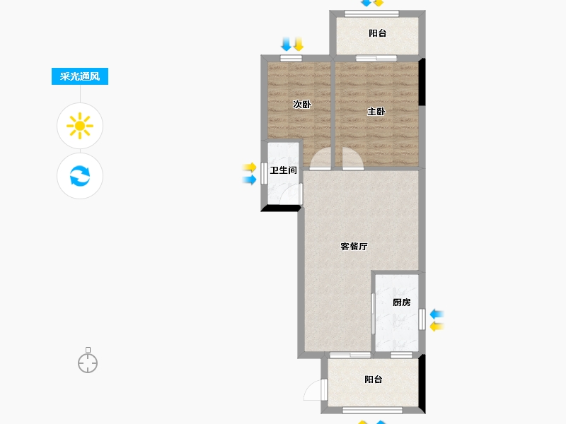 福建省-南平市-建瓯三江国际-61.37-户型库-采光通风