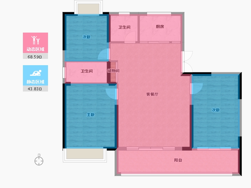 河南省-焦作市-博园•澜庭叙-102.41-户型库-动静分区