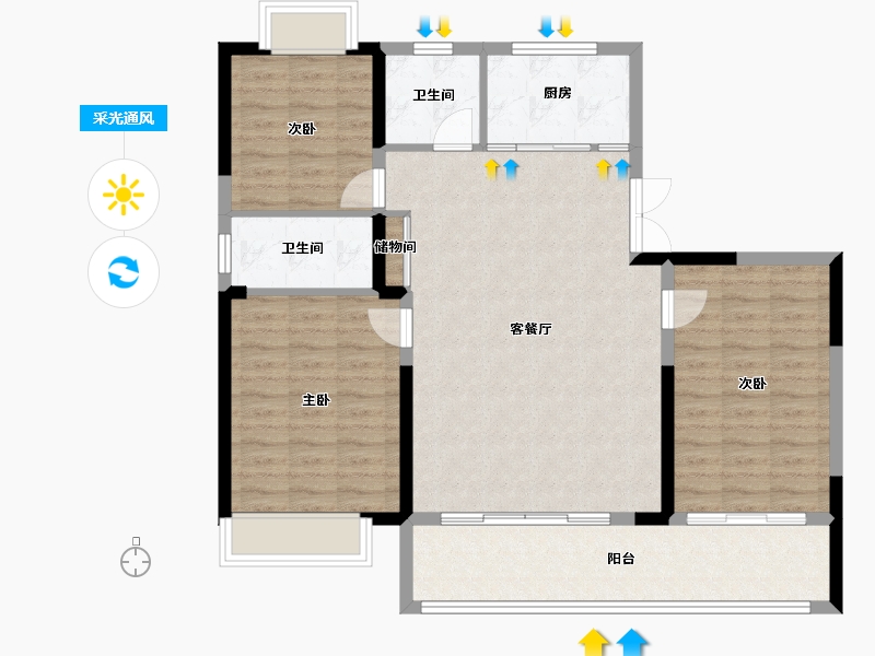 河南省-焦作市-博园•澜庭叙-102.41-户型库-采光通风