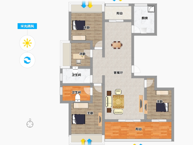 广西壮族自治区-贵港市-向南居未来城-102.30-户型库-采光通风