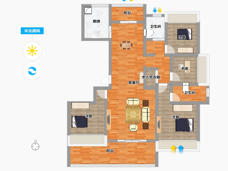 广西壮族自治区-贵港市-向南居未来城-112.62-户型库-采光通风