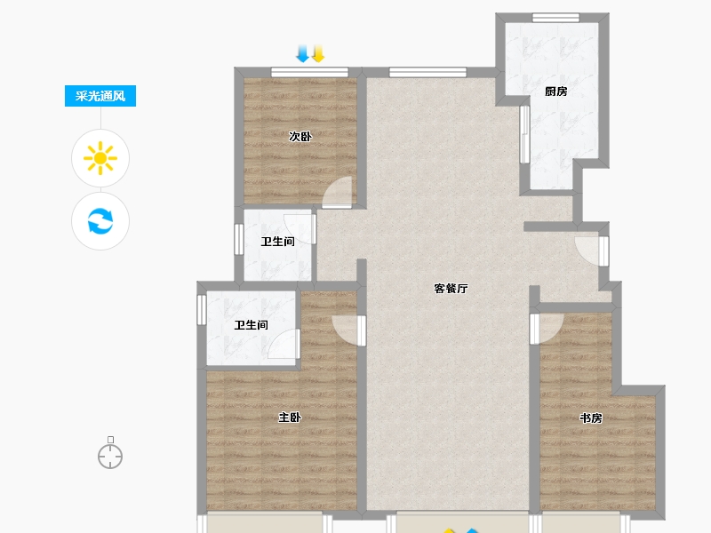 河北省-保定市-华远·海蓝城二期-111.09-户型库-采光通风