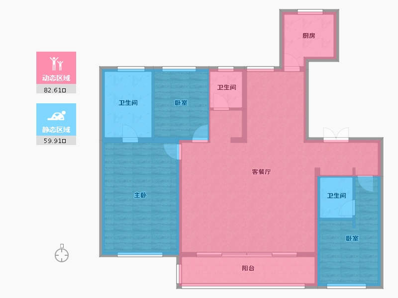 河北省-唐山市-禹洲凤凰府-129.29-户型库-动静分区