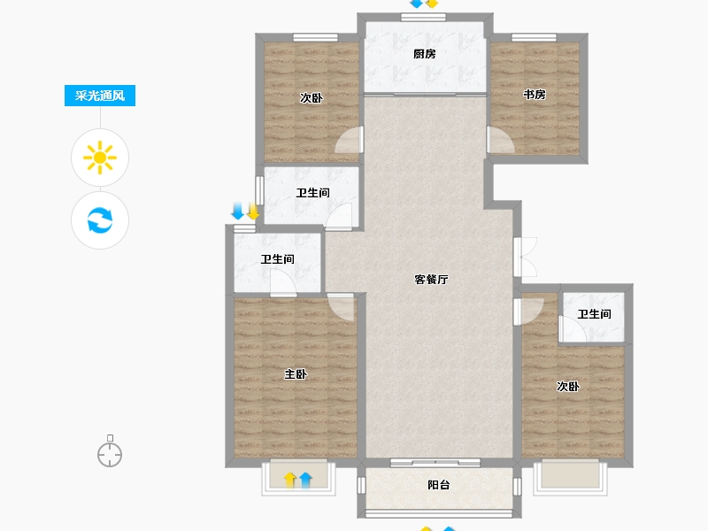 河北省-唐山市-瑞宫•天屿湾-121.94-户型库-采光通风