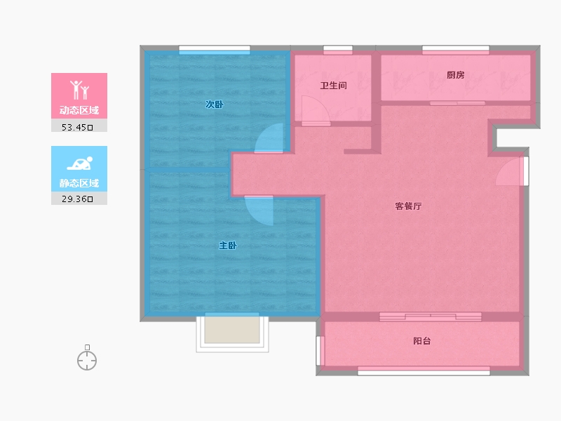 陕西省-宝鸡市-文景天越-74.33-户型库-动静分区