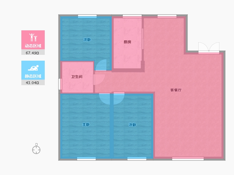 黑龙江省-齐齐哈尔市-黄金海岸-100.50-户型库-动静分区