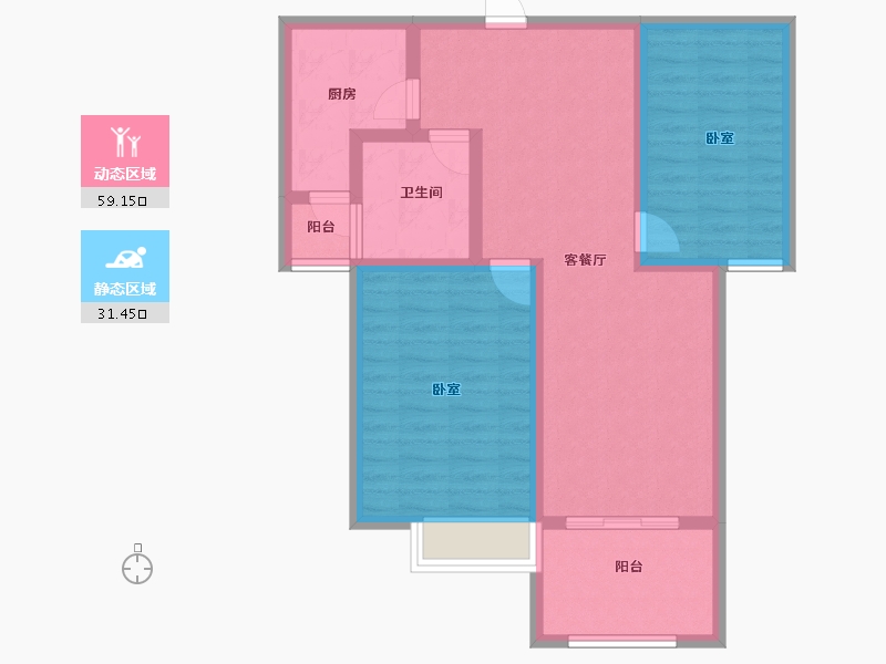 河南省-南阳市-南都明珠•滨湖新城-80.38-户型库-动静分区