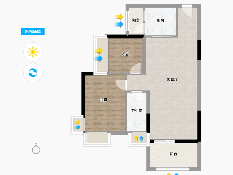 湖南省-衡阳市-银泰红城-67.43-户型库-采光通风