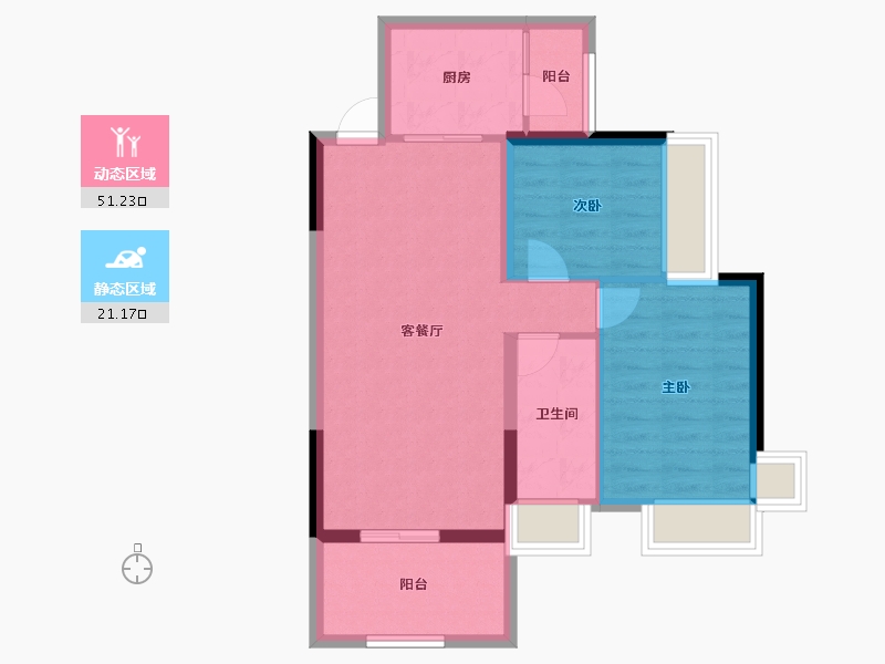 湖南省-衡阳市-银泰红城-64.65-户型库-动静分区