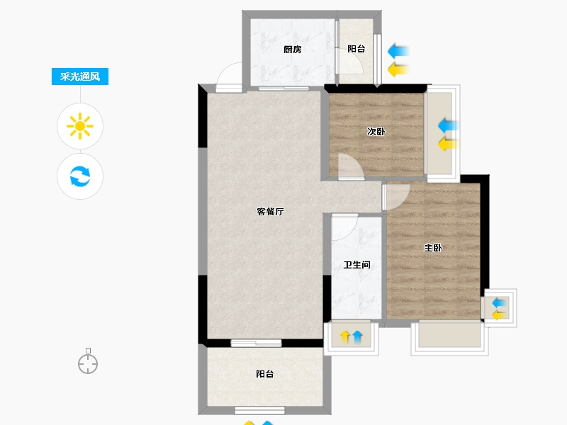 湖南省-衡阳市-银泰红城-64.65-户型库-采光通风