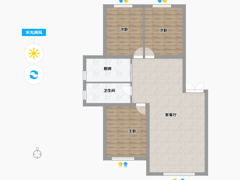 黑龙江省-齐齐哈尔市-黄金海岸-94.41-户型库-采光通风