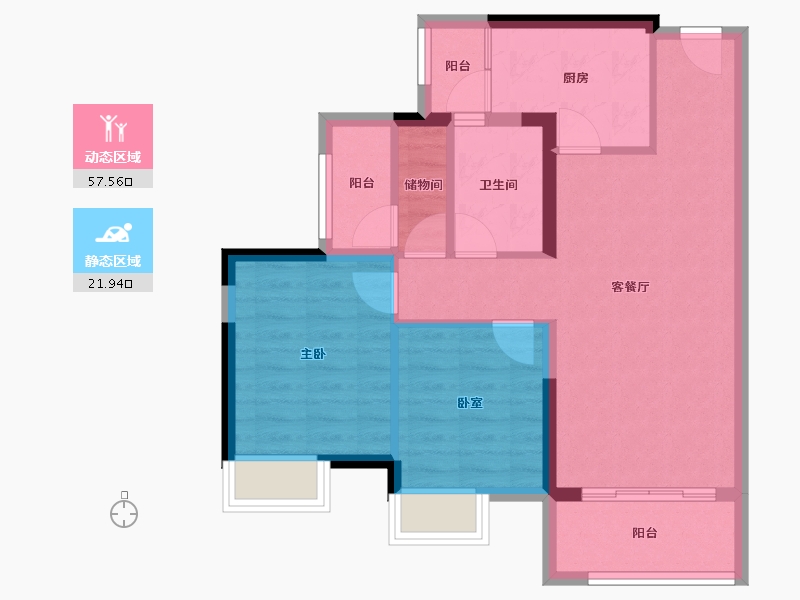 广东省-清远市-奥园誉辜-70.77-户型库-动静分区