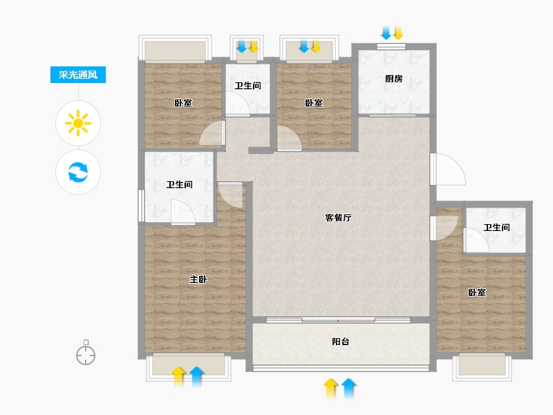 江苏省-南京市-金陵华夏中心-138.41-户型库-采光通风