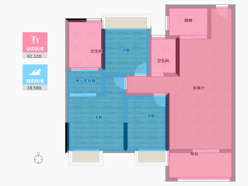 安徽省-安庆市-中梁滨江壹号-88.96-户型库-动静分区