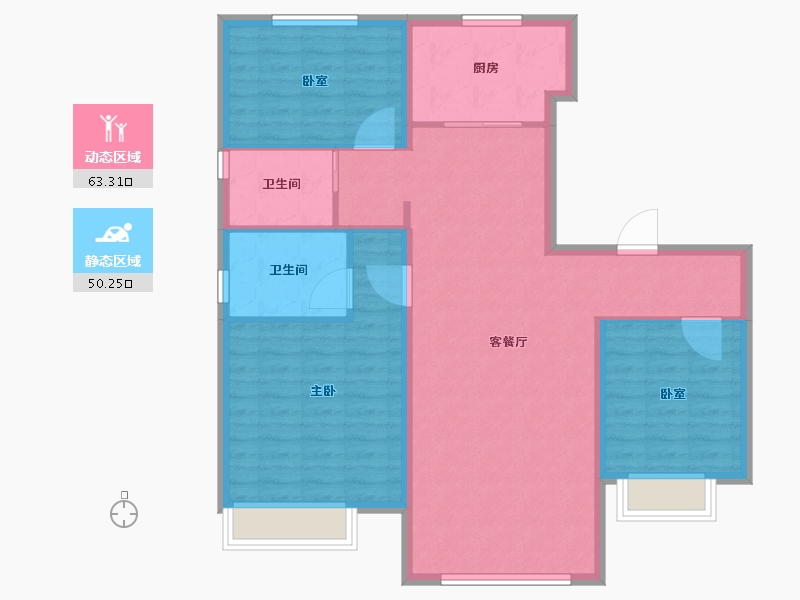 河北省-唐山市-迁西碧桂园·天玺湾-103.20-户型库-动静分区