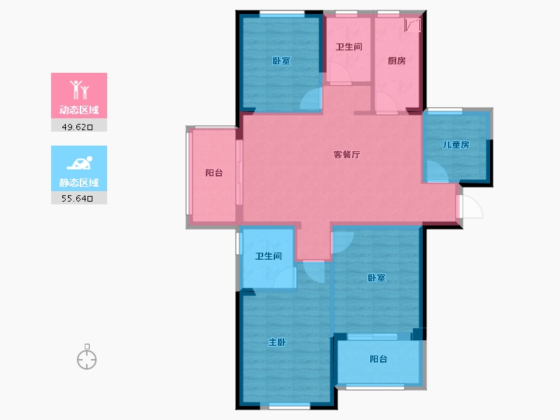 安徽省-宿州市-恒福新城A区-94.21-户型库-动静分区