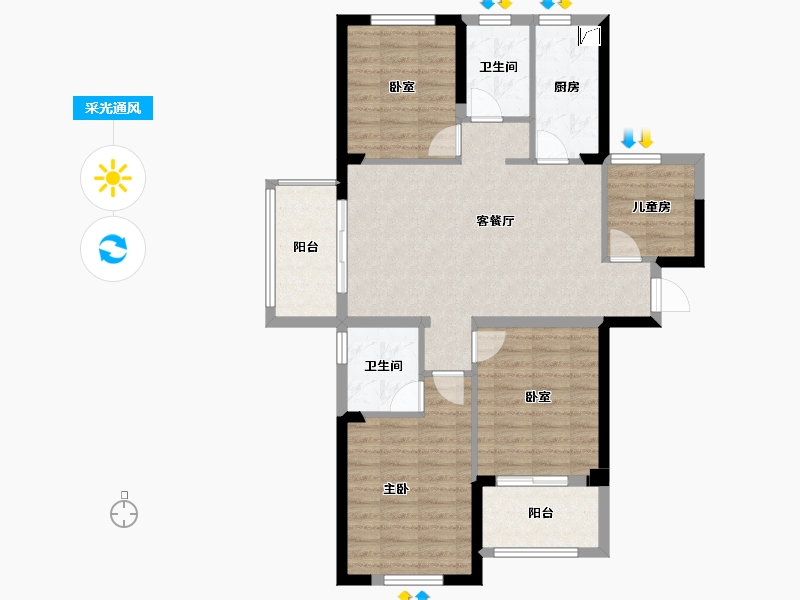 安徽省-宿州市-恒福新城A区-94.21-户型库-采光通风