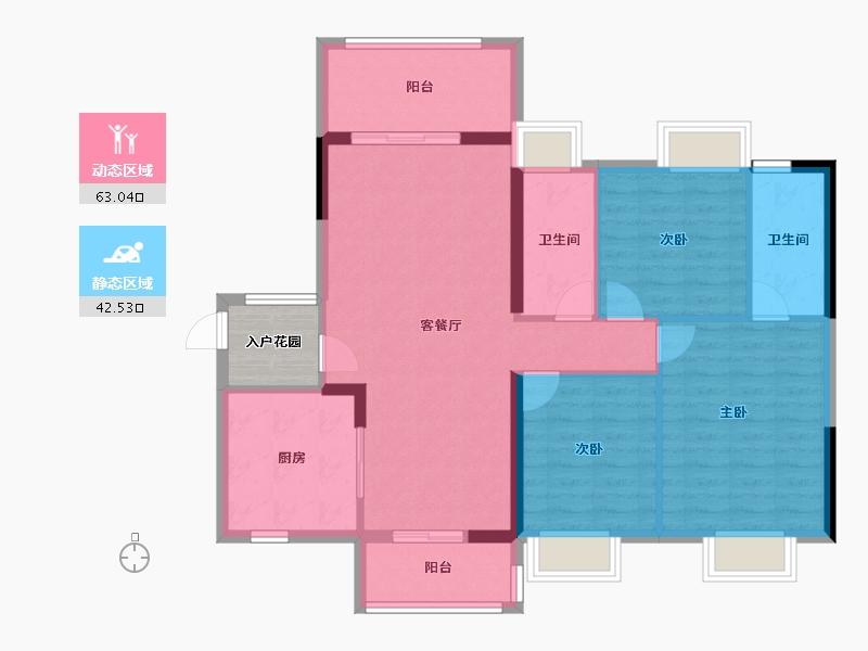 湖南省-衡阳市-银泰红城-98.91-户型库-动静分区