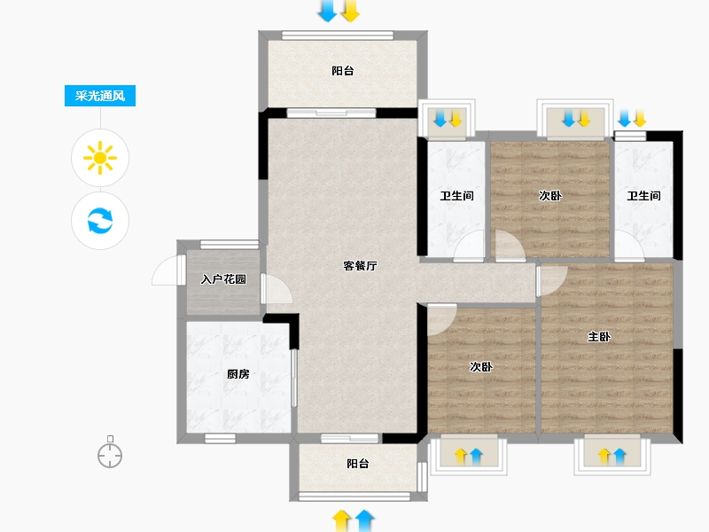 湖南省-衡阳市-银泰红城-98.91-户型库-采光通风