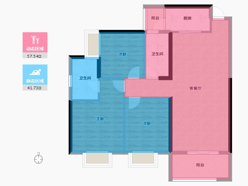 湖南省-衡阳市-银泰红城-89.35-户型库-动静分区