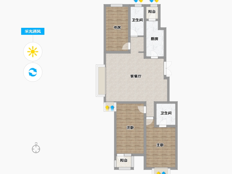 天津-天津市-天房·泊玺苑-99.79-户型库-采光通风