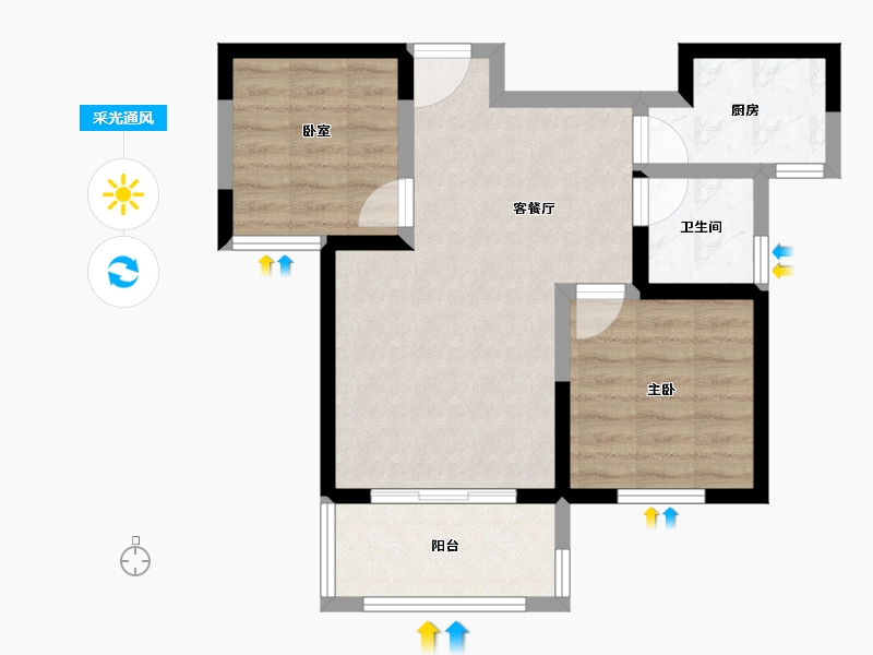 河南省-安阳市-万和城四期-57.83-户型库-采光通风