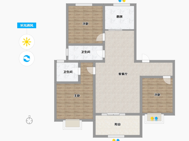 河南省-安阳市-内黄绿城国际-111.93-户型库-采光通风