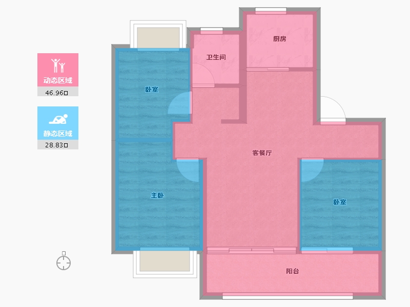 江苏省-南京市-万科·雨悦光年-68.08-户型库-动静分区