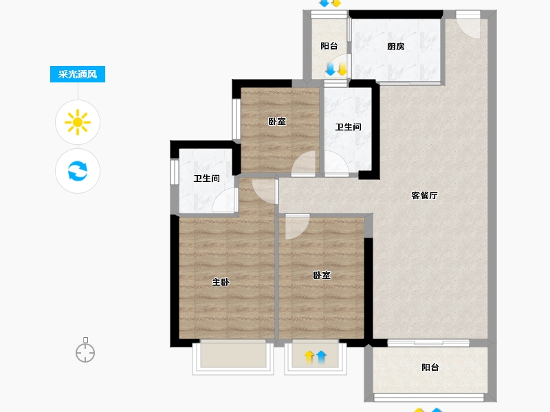 广东省-东莞市-丰华珑远翠珑湾-79.20-户型库-采光通风