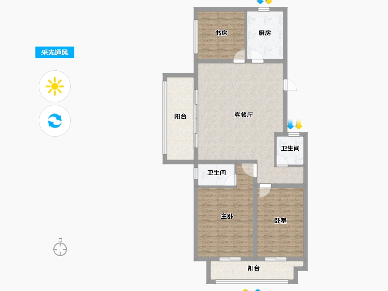 河南省-漯河市-昌建璟上-101.57-户型库-采光通风