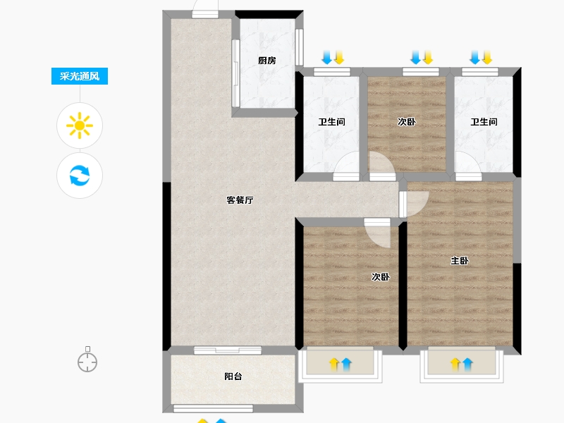 山西省-太原市-中国铁建·青秀嘉苑-89.15-户型库-采光通风