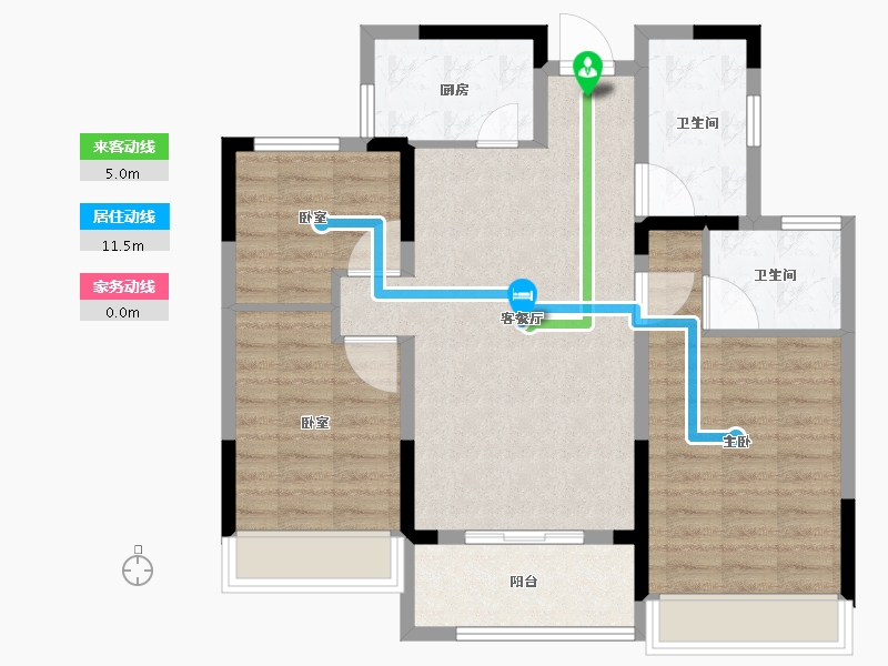 浙江省-台州市-曙光平桥首府-85.03-户型库-动静线