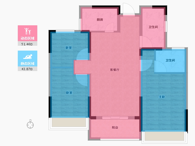 浙江省-台州市-曙光平桥首府-85.03-户型库-动静分区