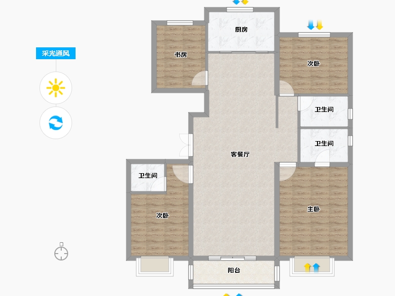 河北省-唐山市-瑞宫•天屿湾-124.18-户型库-采光通风