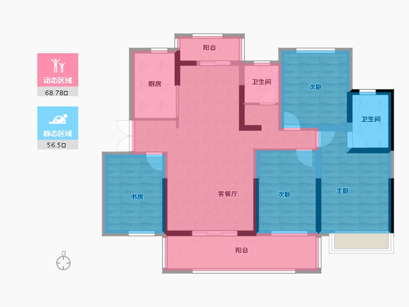 湖南省-衡阳市-衡山新城-110.90-户型库-动静分区