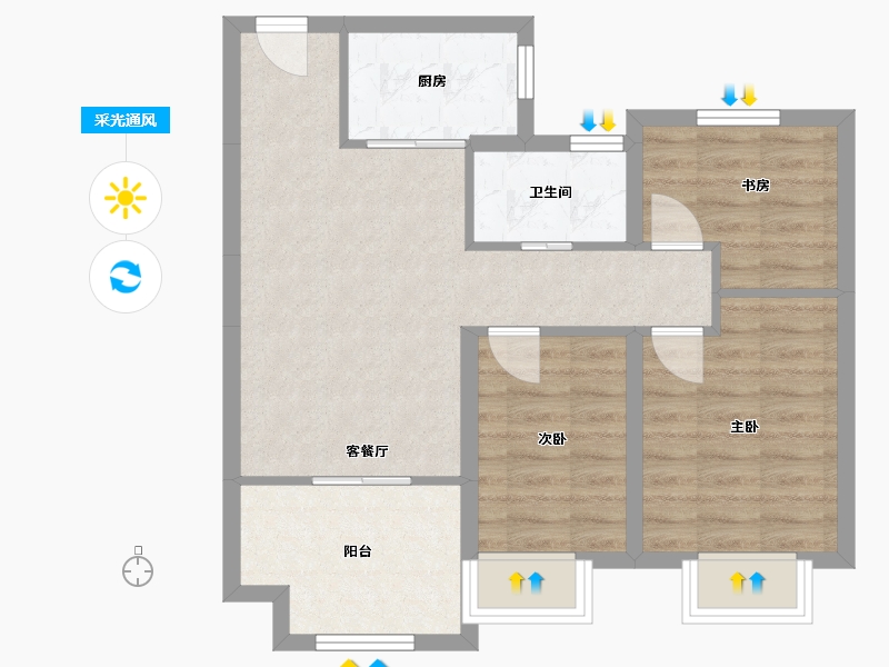 湖南省-常德市-旭辉国际新城-67.00-户型库-采光通风