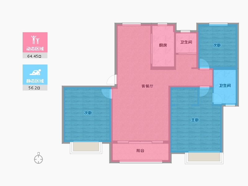 河南省-驻马店市-泌阳置地上河府-108.99-户型库-动静分区