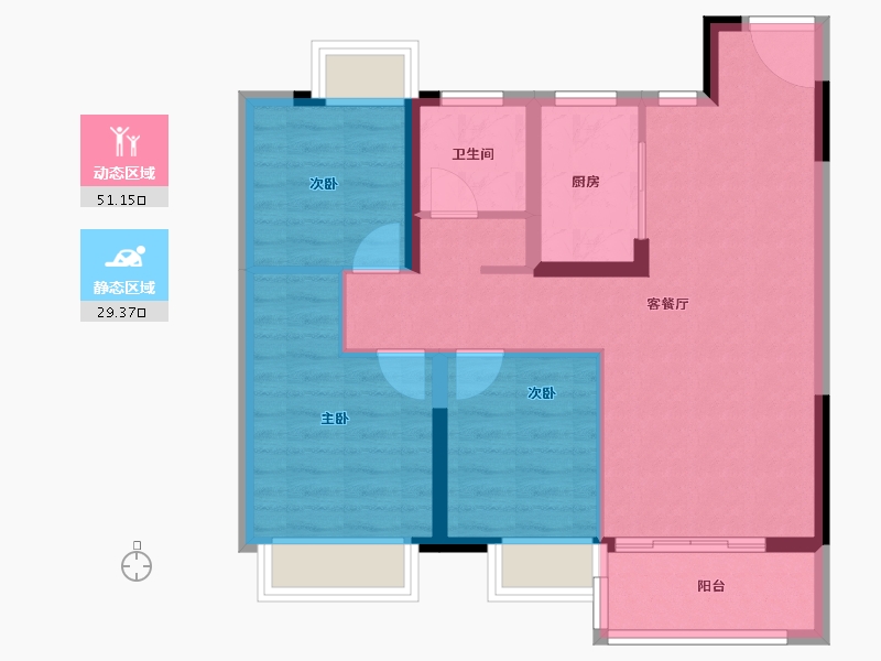 江苏省-南京市-棠玥府-71.85-户型库-动静分区