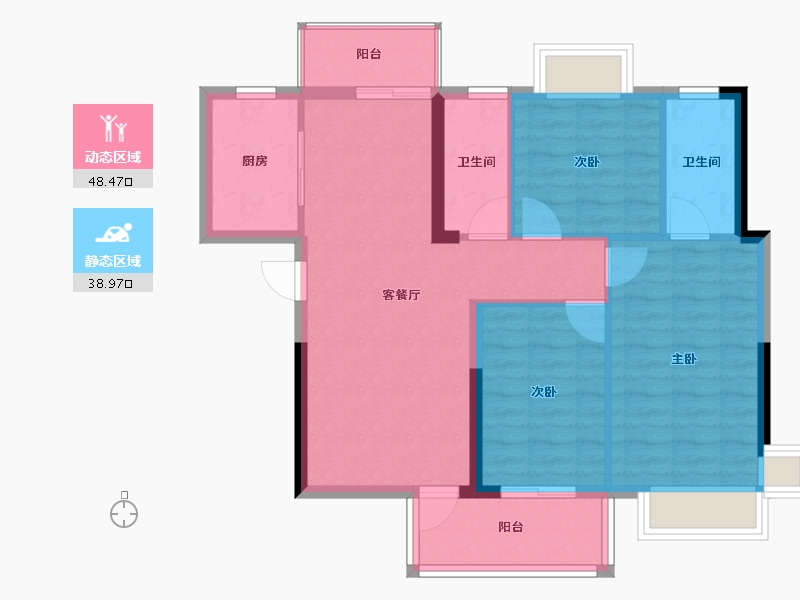 广东省-东莞市-腾龙名悦公馆住宅-78.66-户型库-动静分区