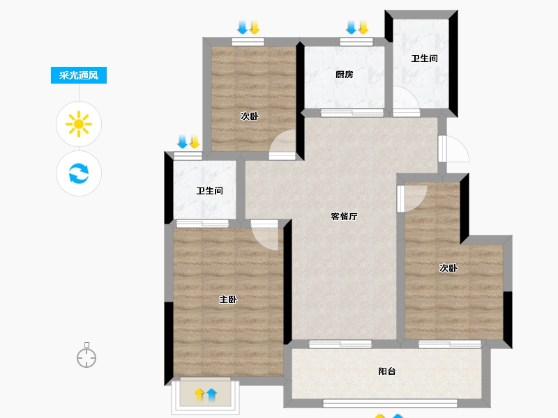 安徽省-合肥市-华宇信达北麓雅舍-78.32-户型库-采光通风