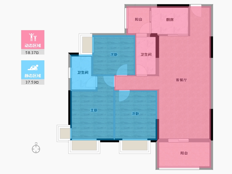 湖南省-衡阳市-银泰红城-86.15-户型库-动静分区