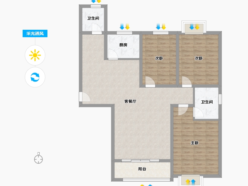 河南省-南阳市-兴龙城-106.15-户型库-采光通风