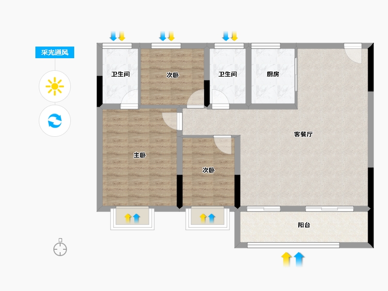 江苏省-南京市-中国铁建·栖云府-89.02-户型库-采光通风