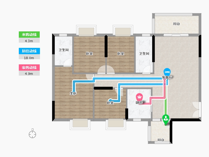 湖南省-衡阳市-珠江愉景雅苑-118.56-户型库-动静线